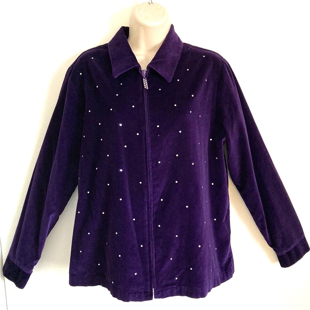 Velvet rhinestoned American Vintage Michael Jackson y2k zip up jeweled jacket